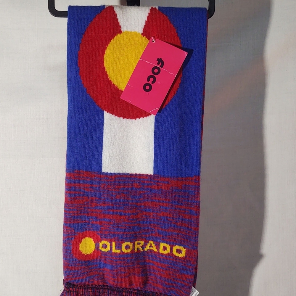 Beautiful Colorful Colorado Scarf With Flag Logo & Fringe New